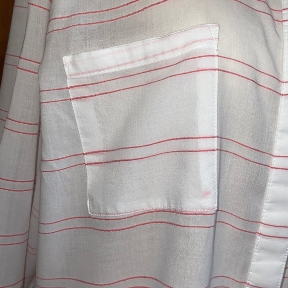 CATO White & Coral Pink Striped Cotton lightweight blouse Sz. XL - Picture 9 of 14